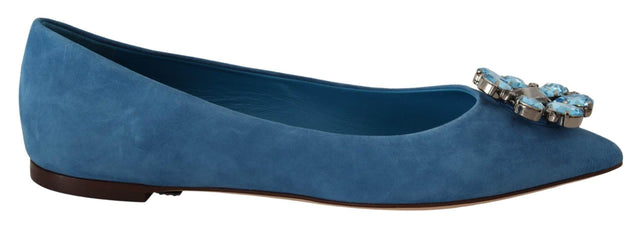 Dolce & Gabbana Elegant Crystal-Embellished Suede Flats - Hilstor