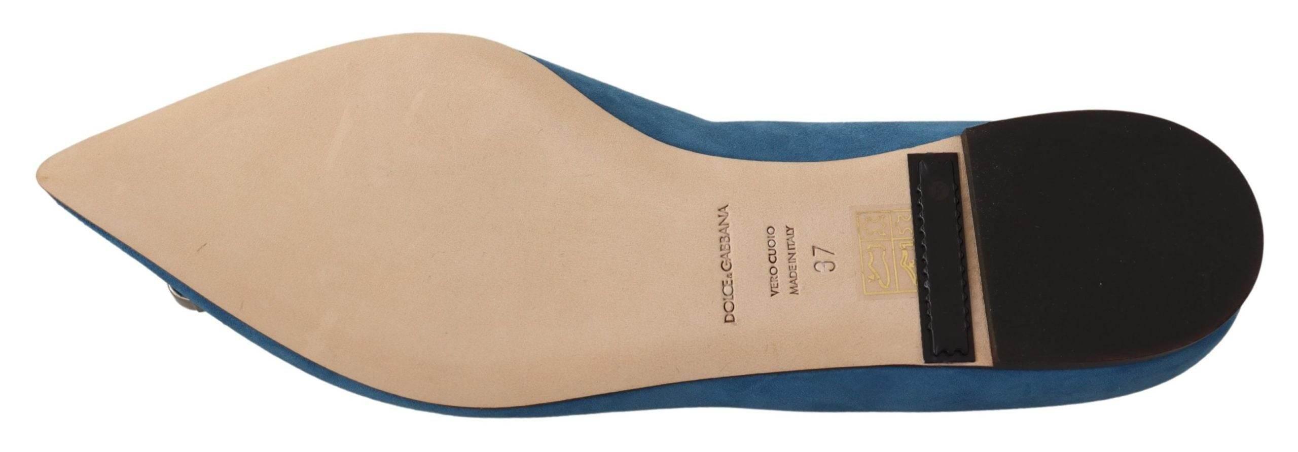 Dolce & Gabbana Elegant Crystal-Embellished Suede Flats - Hilstor