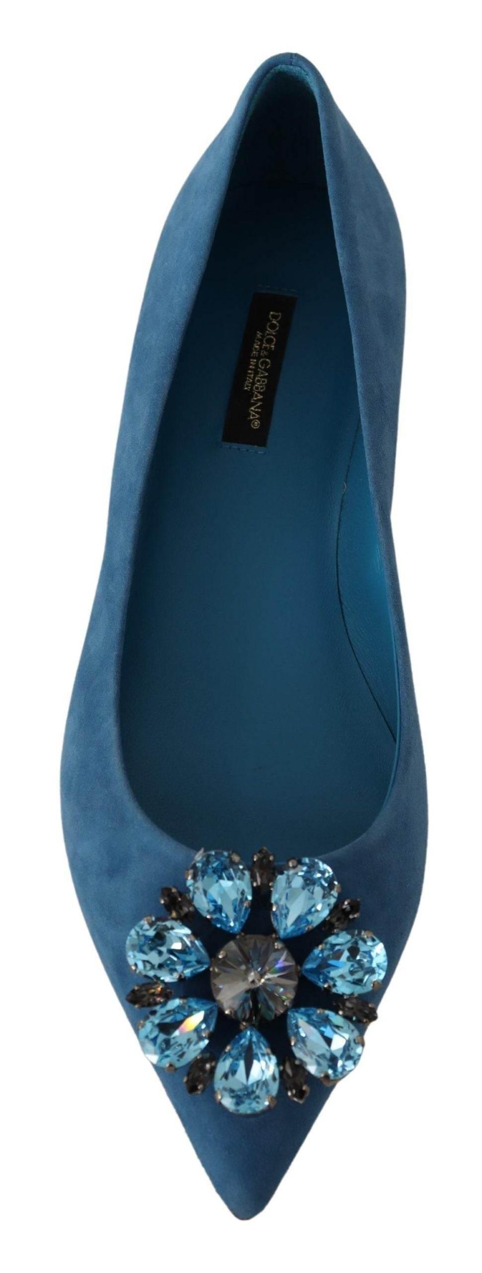 Dolce & Gabbana Elegant Crystal-Embellished Suede Flats - Hilstor