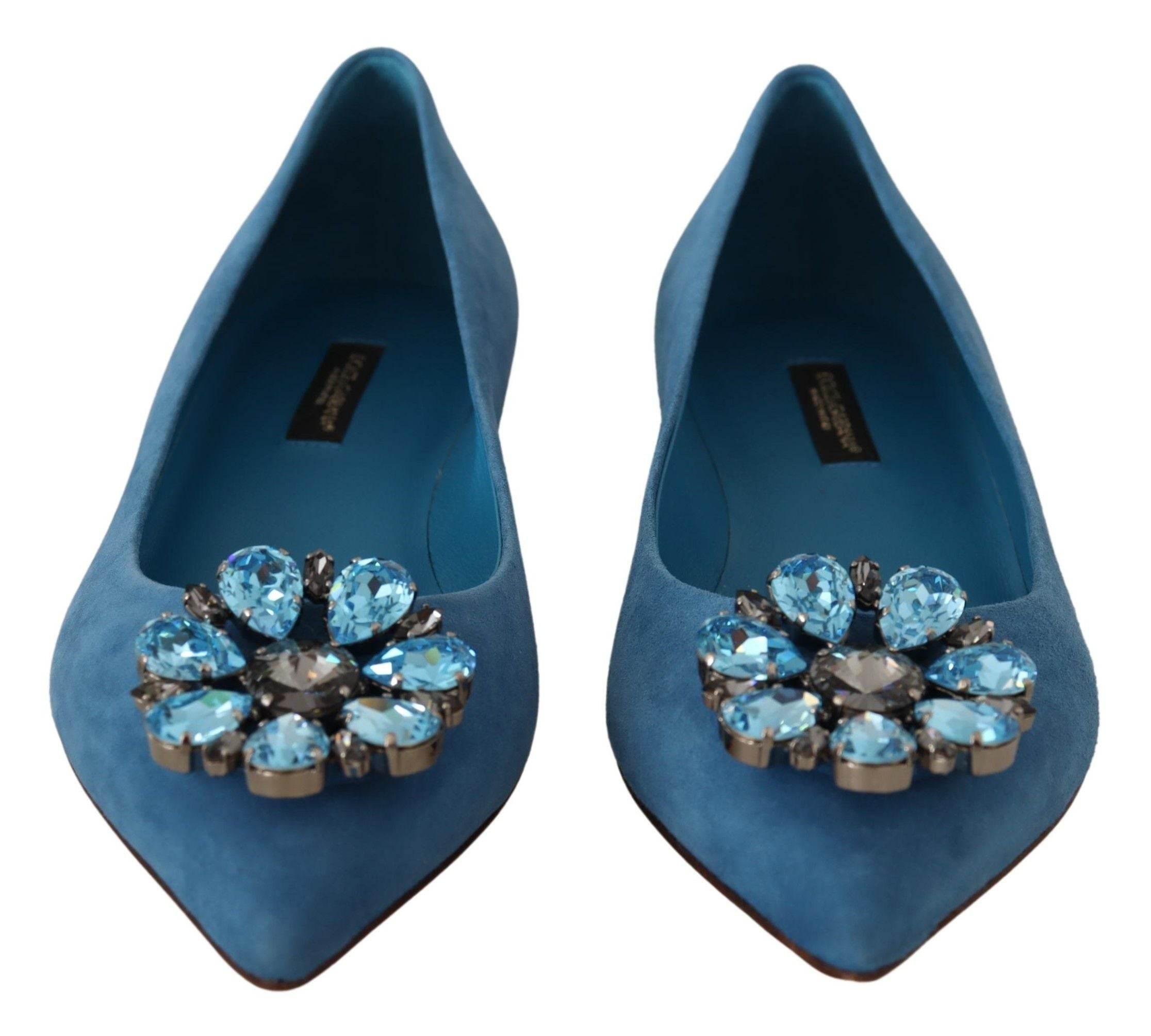Dolce & Gabbana Elegant Crystal-Embellished Suede Flats - Hilstor