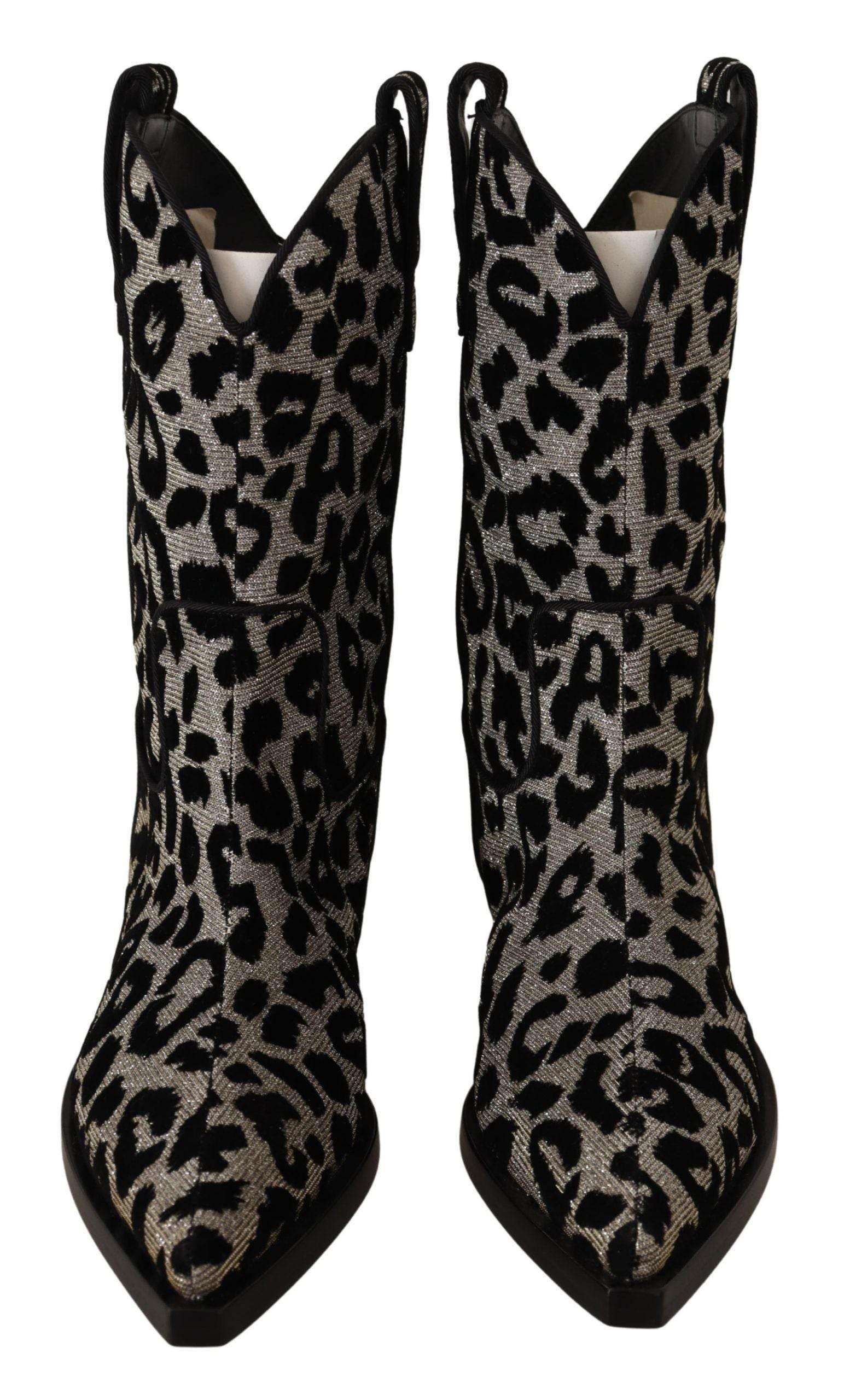 Dolce & Gabbana Elegant Leopard Print Mid Calf Boots - Hilstor