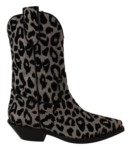 Dolce & Gabbana Elegant Leopard Print Mid Calf Boots - Hilstor
