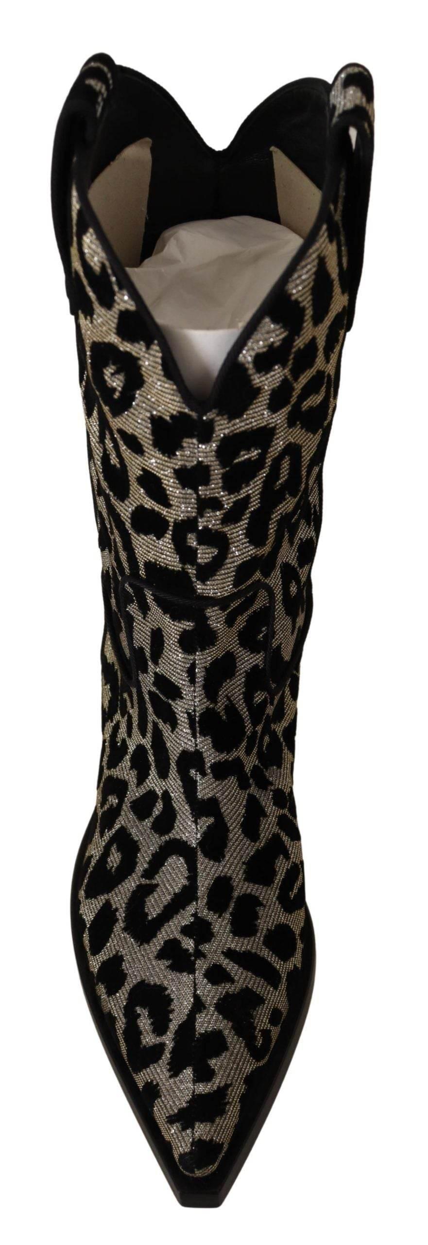 Dolce & Gabbana Elegant Leopard Print Mid Calf Boots - Hilstor