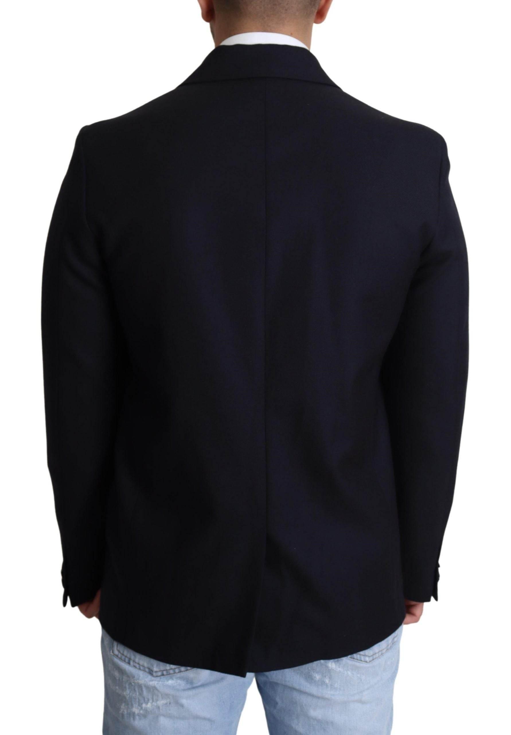 Dolce & Gabbana Dark Blue Wool Single Breasted Coat Jacket - Hilstor