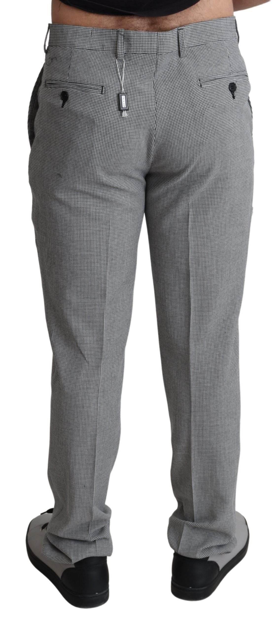 BENCIVENGA Gray Wool Checkered Dress Men Formal Trouser Pants - Hilstor
