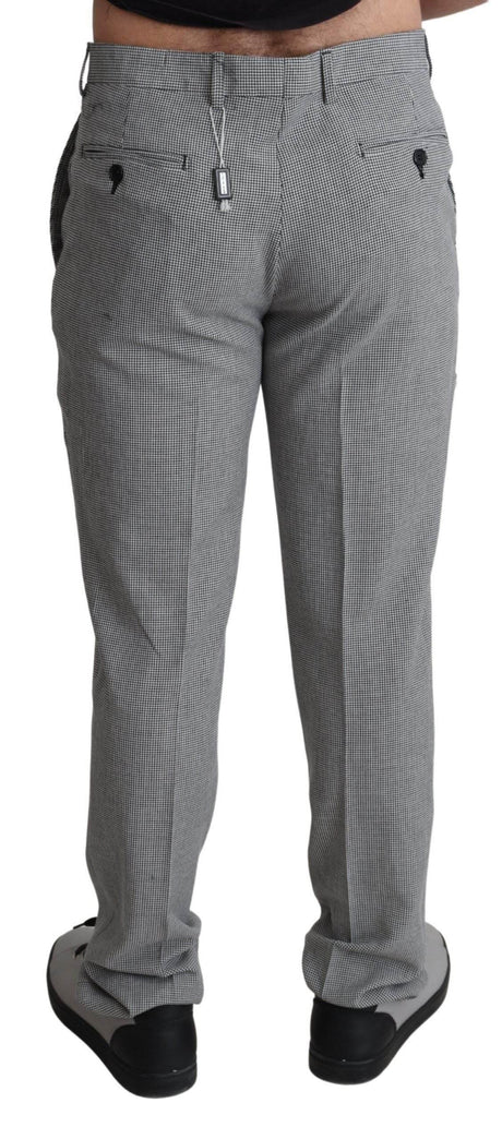 BENCIVENGA Gray Wool Checkered Dress Men Formal Trouser Pants - Hilstor
