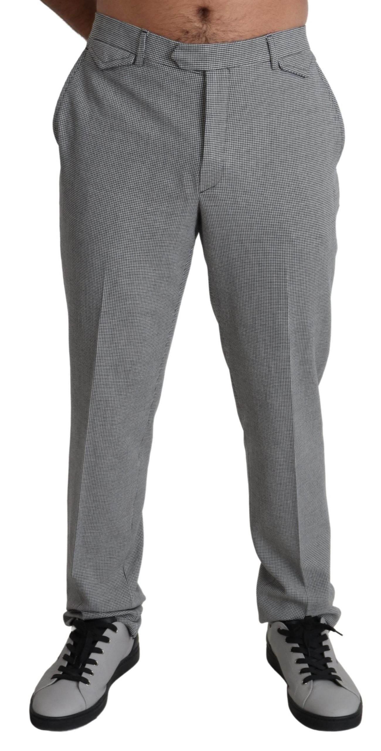 BENCIVENGA Gray Wool Checkered Dress Men Formal Trouser Pants - Hilstor
