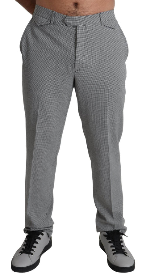 BENCIVENGA Gray Wool Checkered Dress Men Formal Trouser Pants - Hilstor