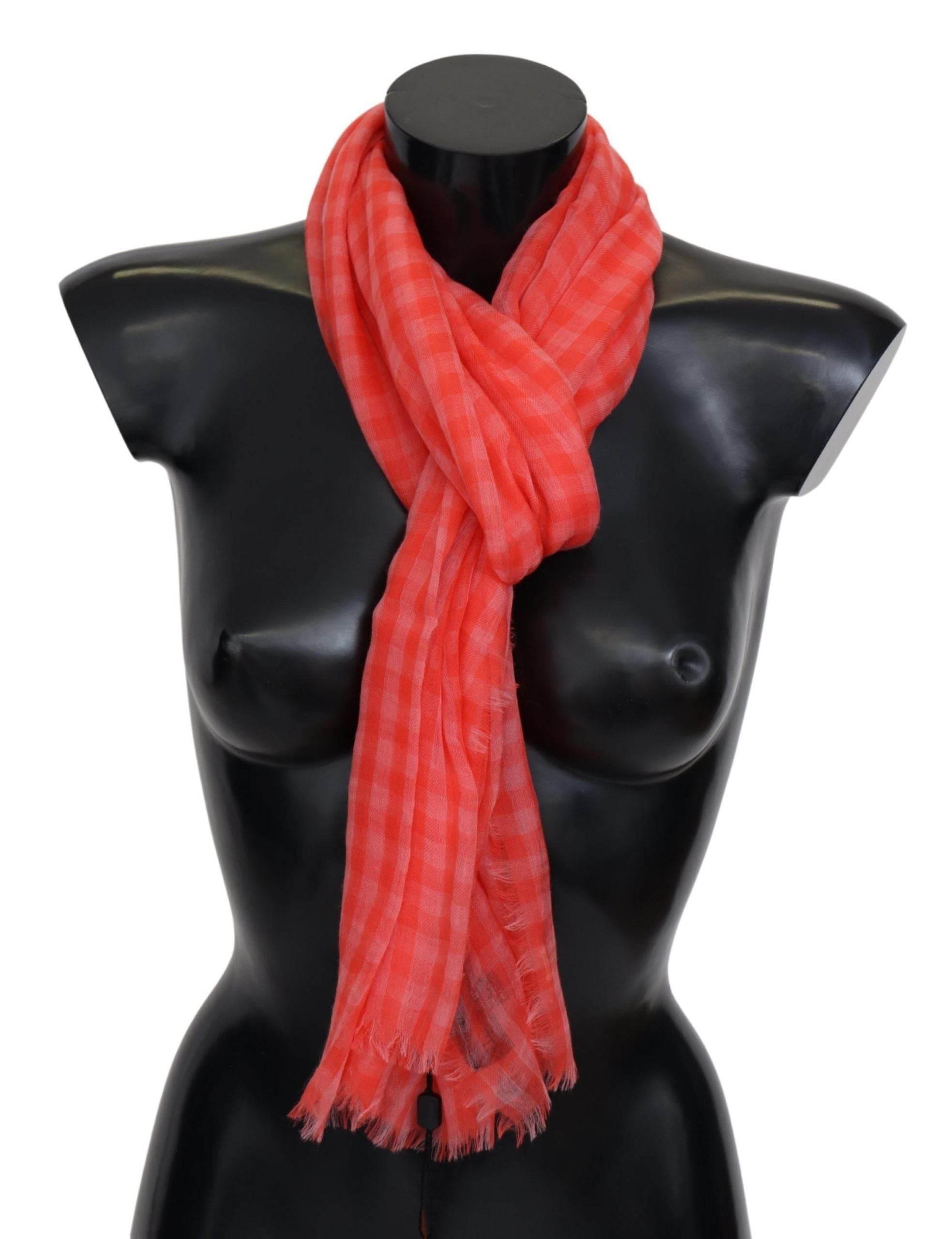 Missoni Orange Check Cashmere Unisex Wrap Fringes Scarf - Hilstor