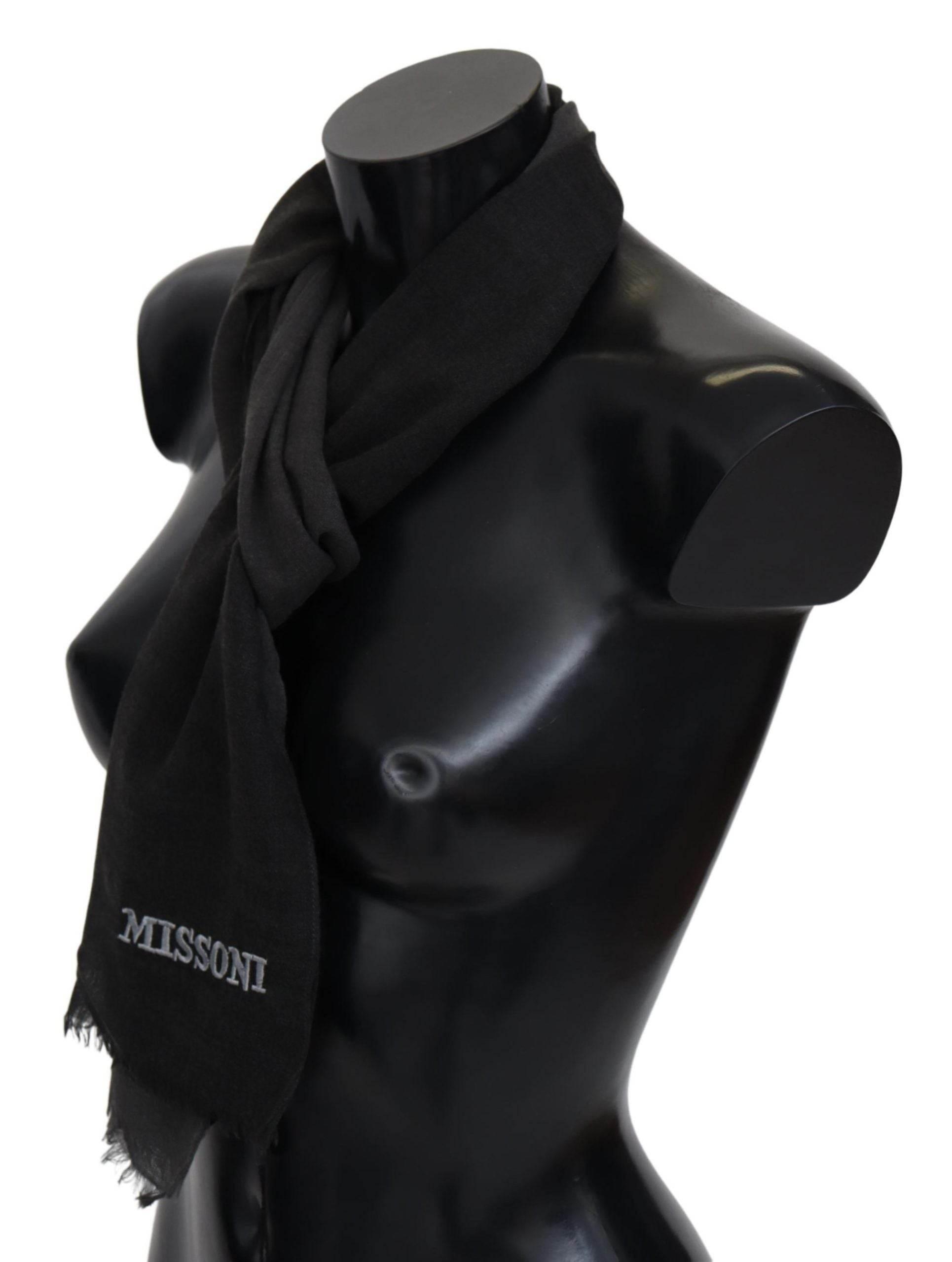 Missoni Black 100% Wool Unisex Neck Wrap Scarf - Hilstor