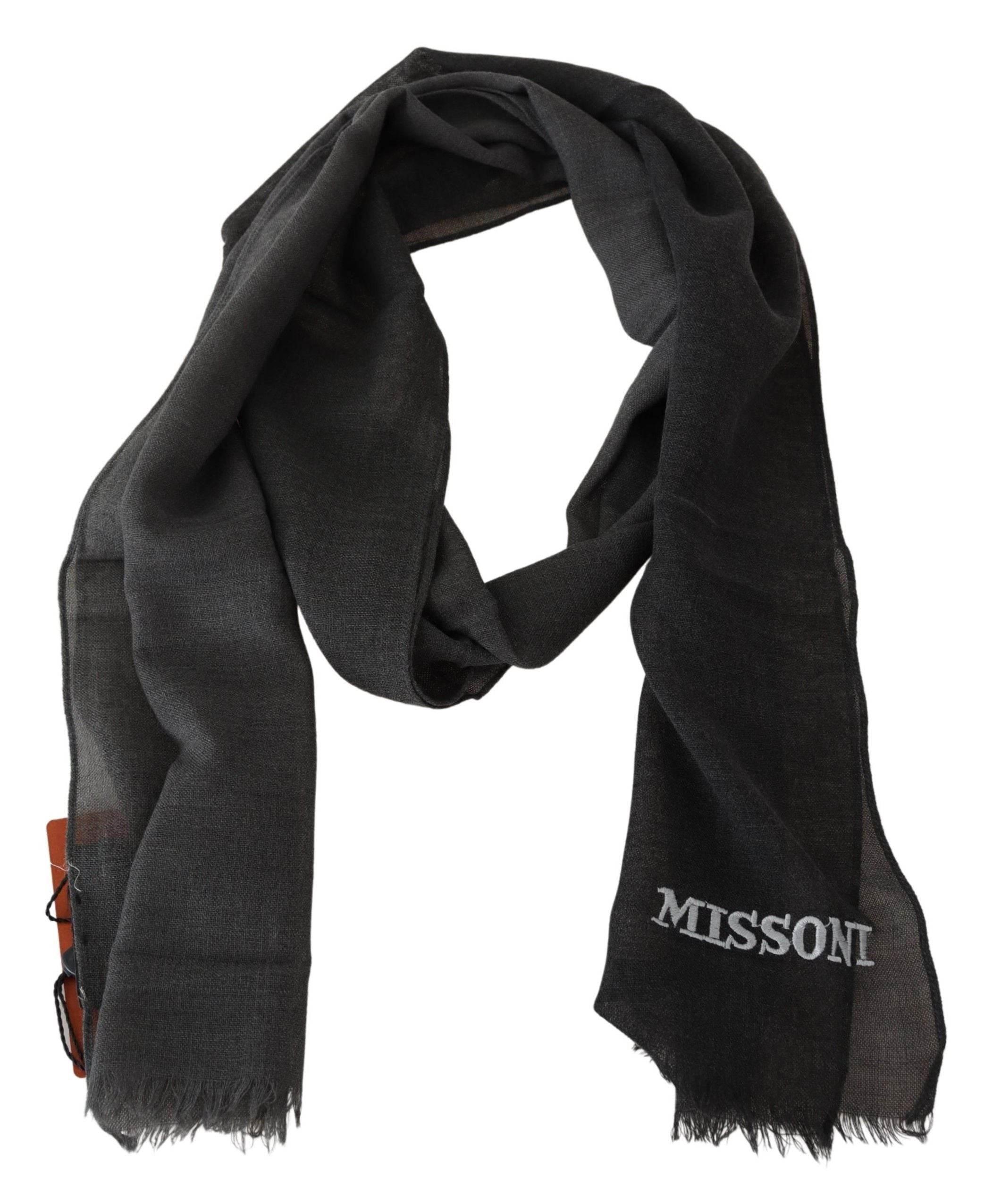 Missoni Black 100% Wool Unisex Neck Wrap Scarf - Hilstor