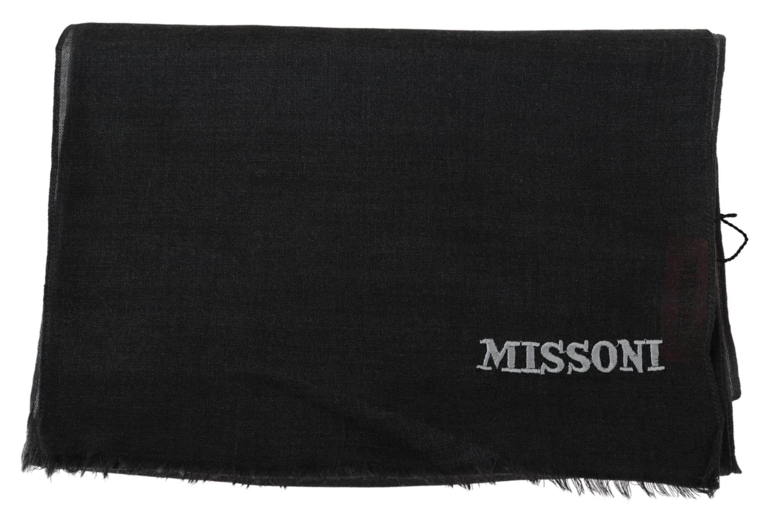 Missoni Black 100% Wool Unisex Neck Wrap Scarf - Hilstor
