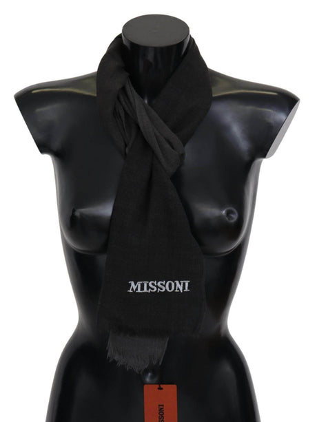 Missoni Black 100% Wool Unisex Neck Wrap Scarf - Hilstor