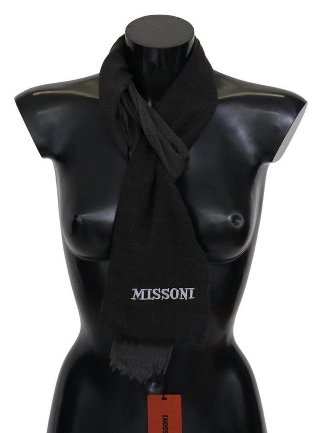 Missoni Black 100% Wool Unisex Neck Wrap Scarf - Hilstor