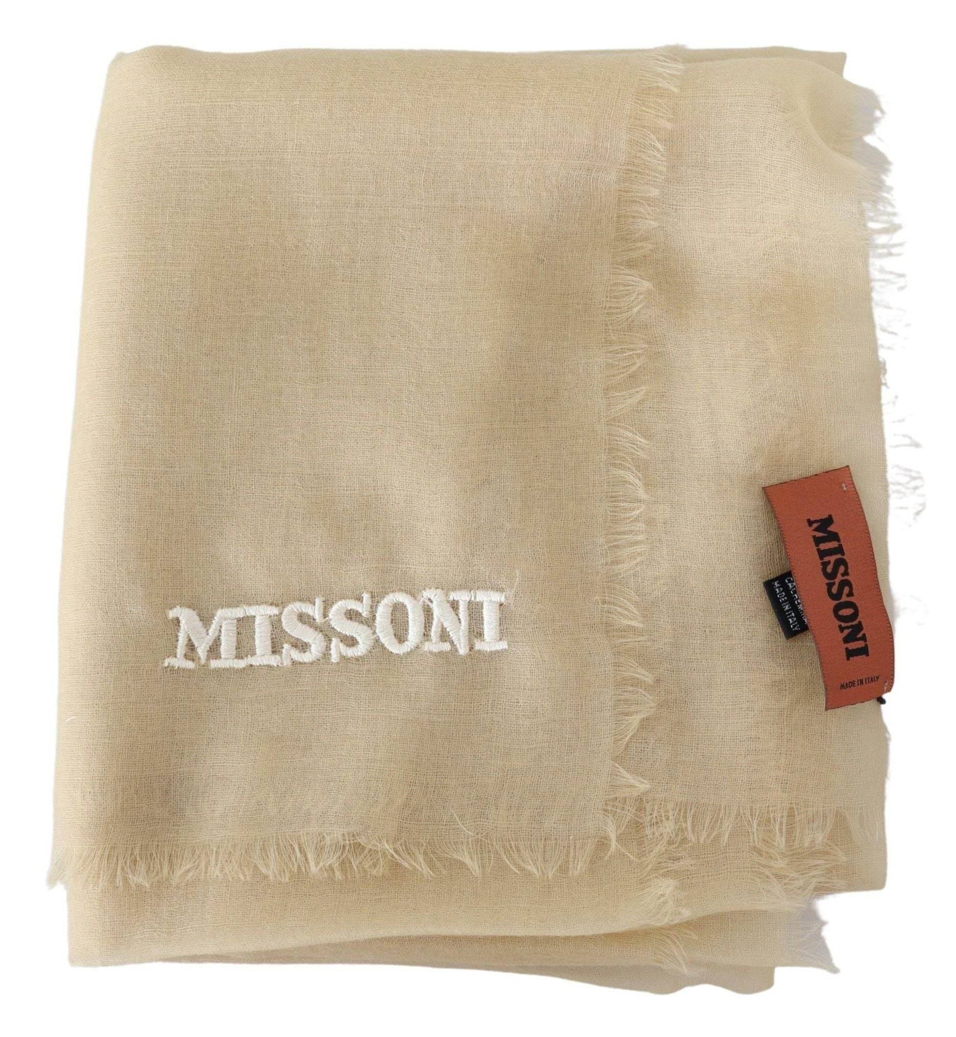 Missoni Beige Cashmere Unisex Neck Scarf - Hilstor