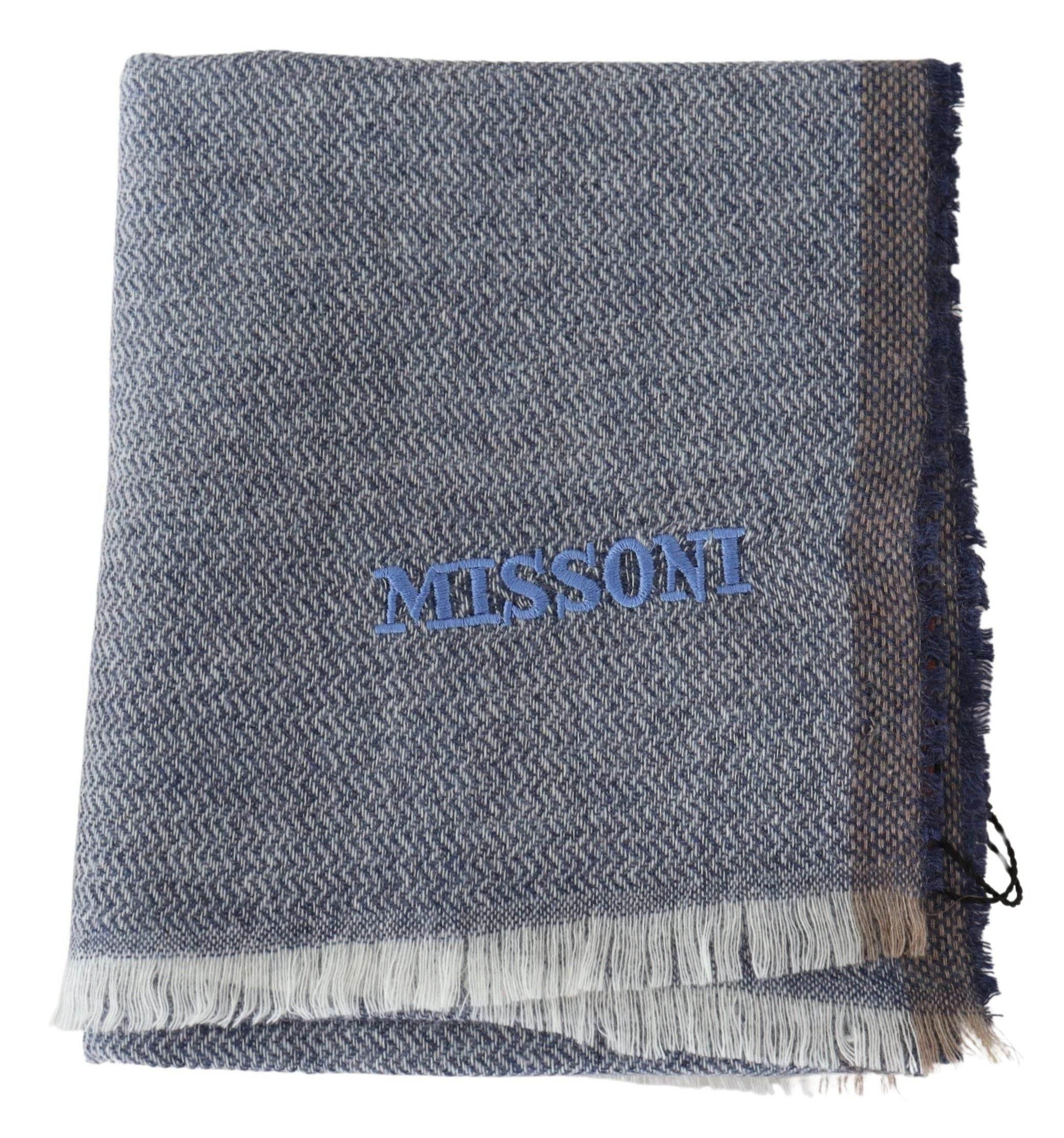 Missoni Gray Striped Wool Unisex Neck Wrap Fringes Scarf - Hilstor
