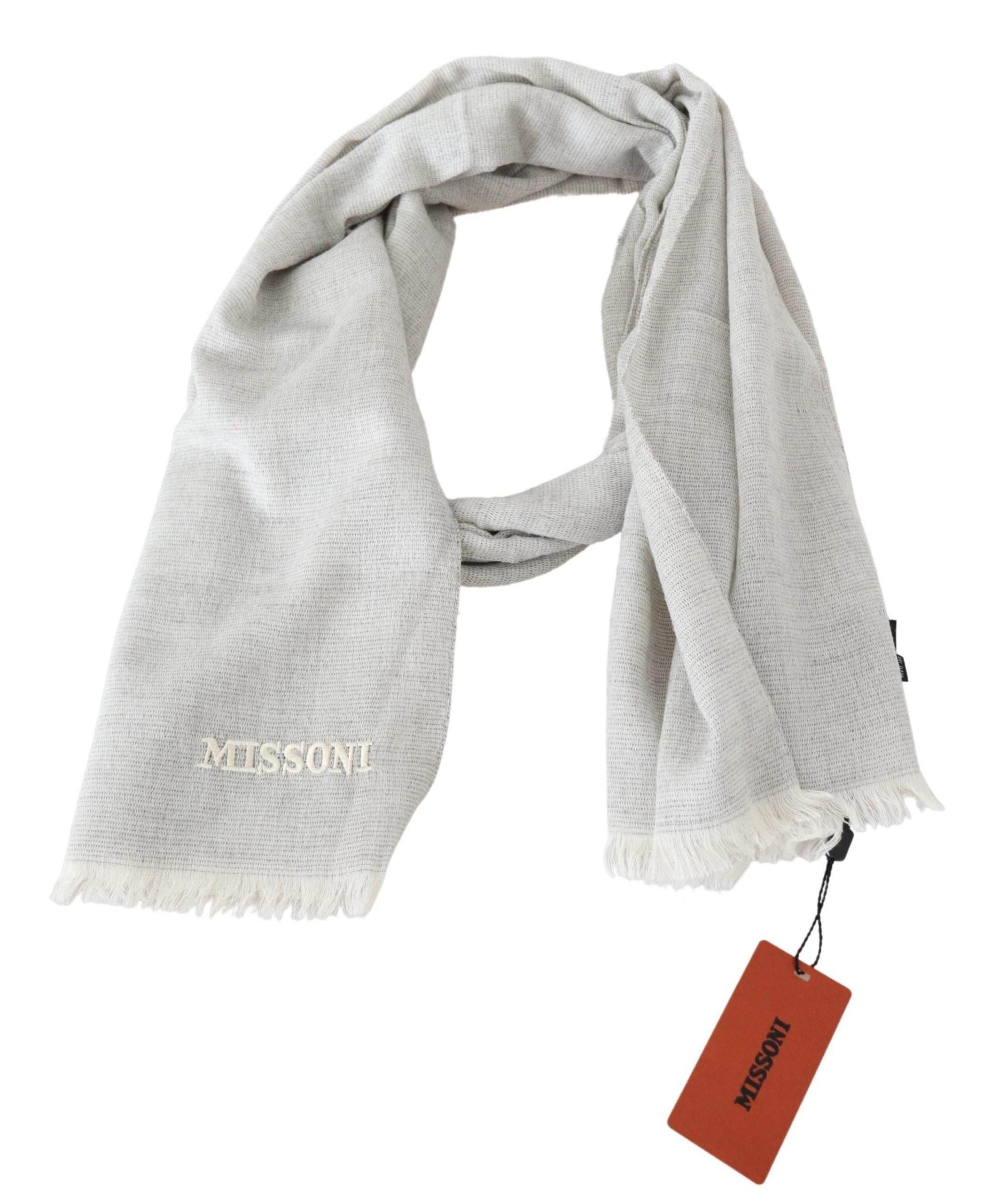 Missoni Gray Wool Knit Unisex Neck Wrap Scarf - Hilstor