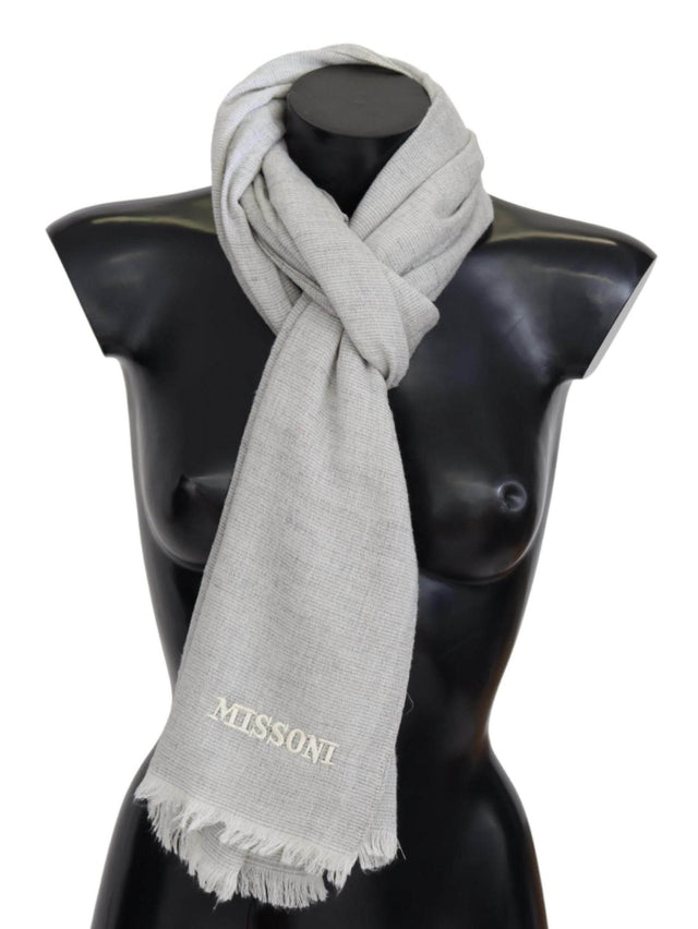 Missoni Gray Wool Knit Unisex Neck Wrap Scarf - Hilstor