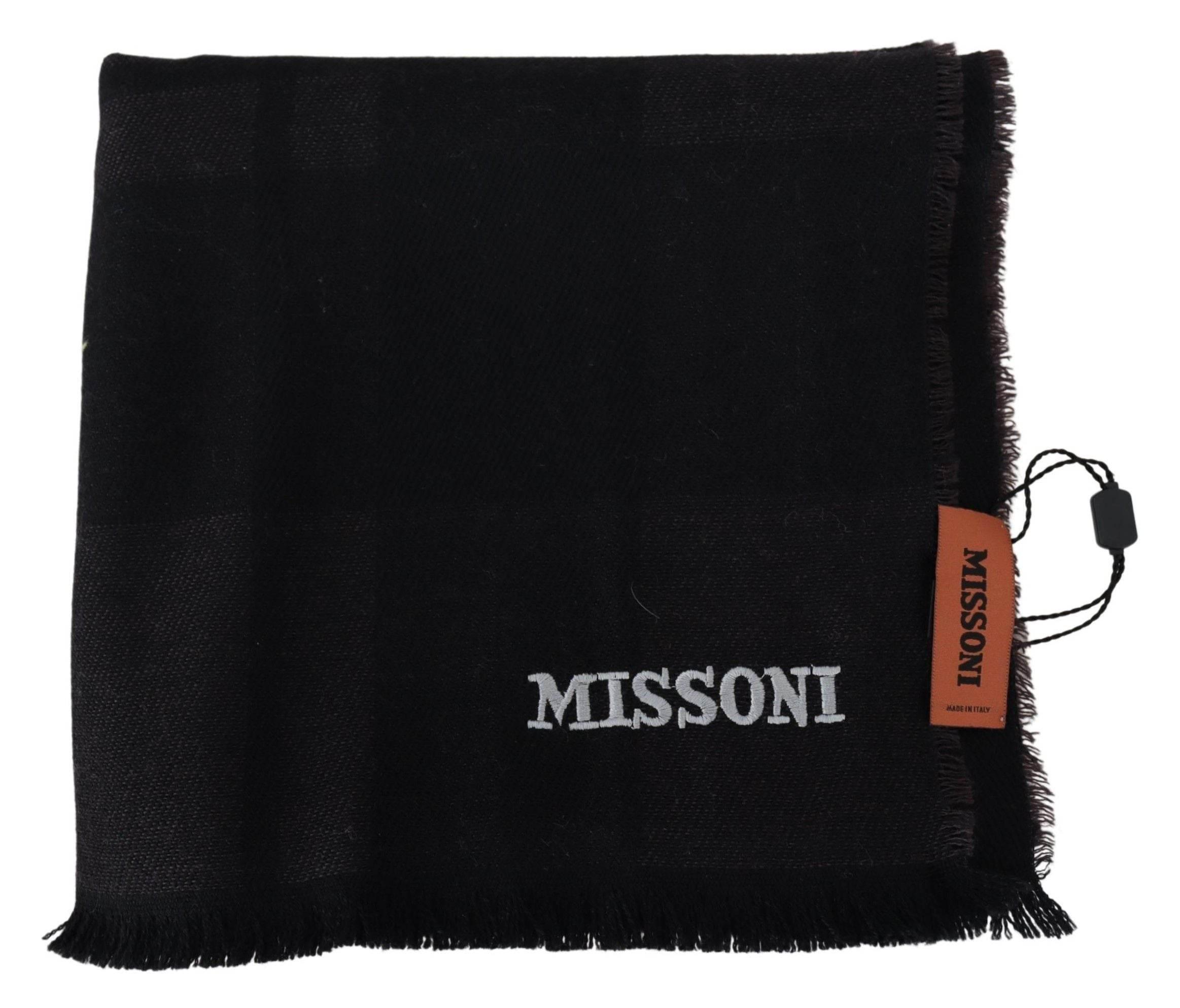 Missoni Elegant Black Wool Scarf with Logo Embroidery - Hilstor