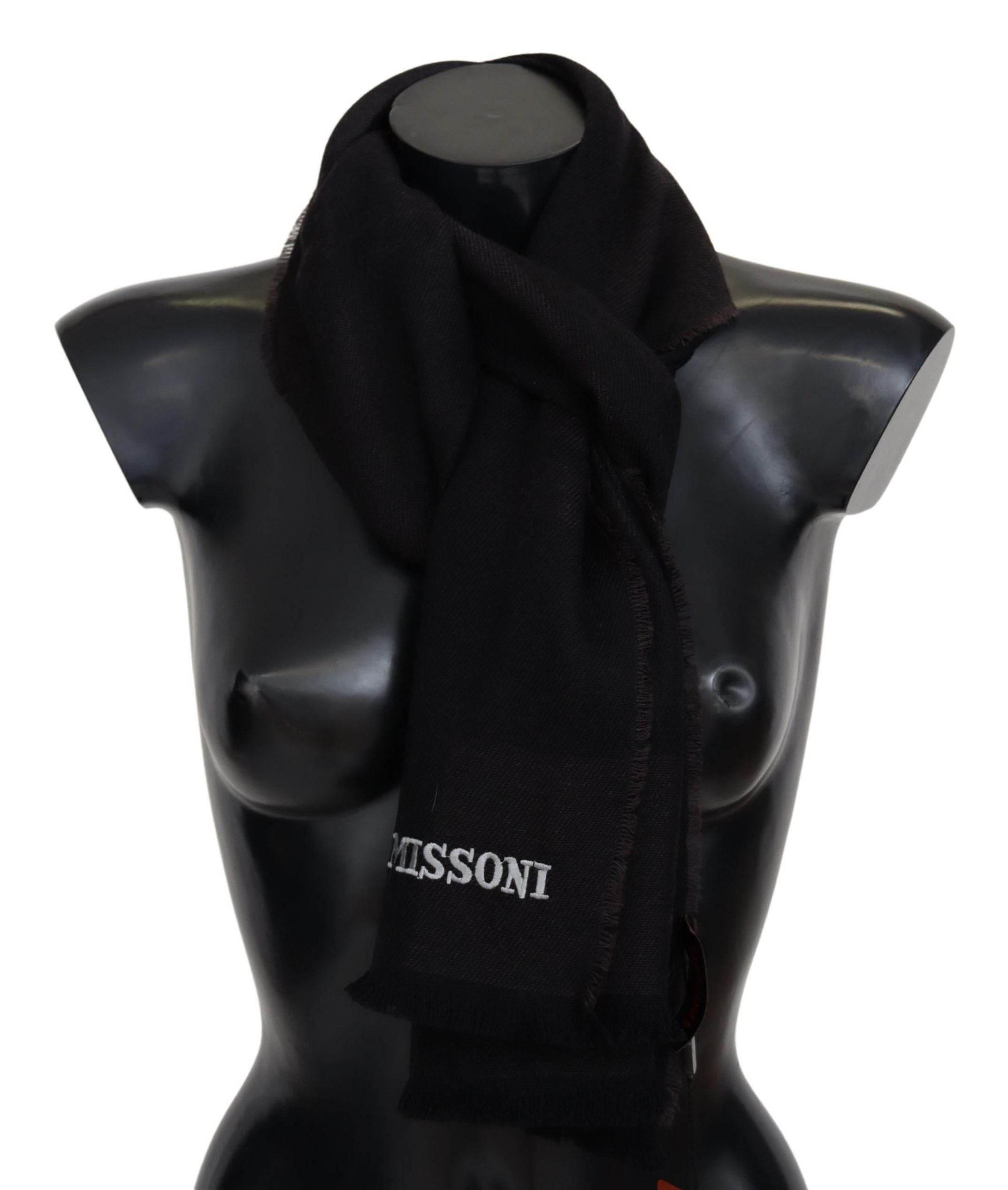 Missoni Elegant Black Wool Scarf with Logo Embroidery - Hilstor