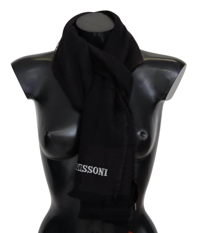 Missoni Elegant Black Wool Scarf with Logo Embroidery - Hilstor