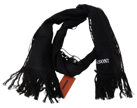 Missoni Elegant Wool Silk Unisex Black Scarf - Hilstor