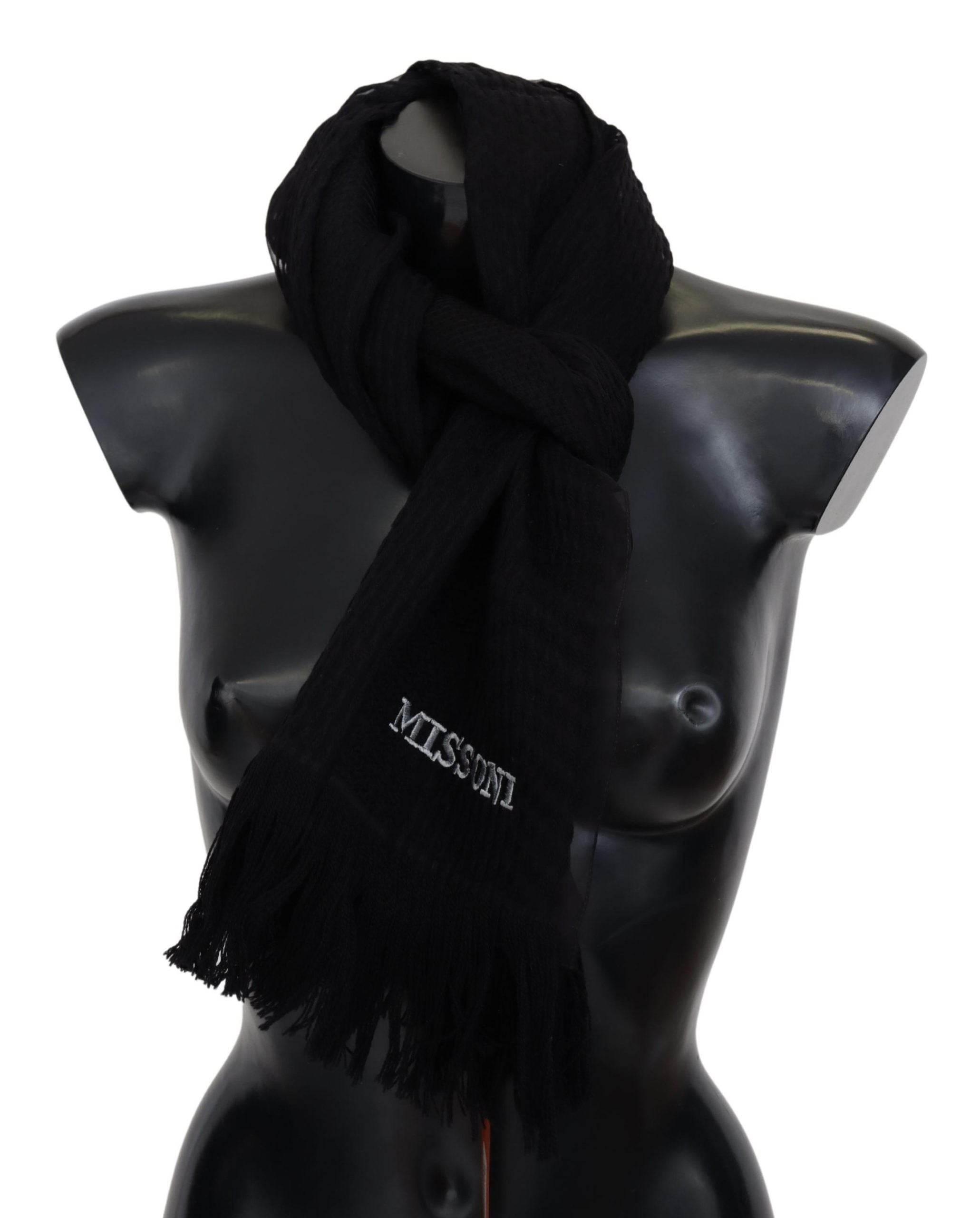 Missoni Elegant Wool Silk Unisex Black Scarf - Hilstor