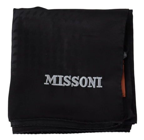 Missoni Elegant Black Wool Scarf with Embroidered Logo - Hilstor