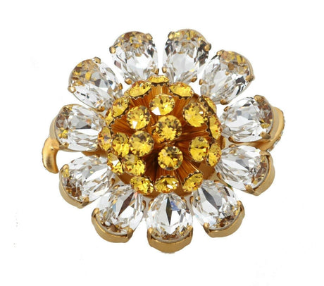 Dolce & Gabbana Crystal Flower Statement Ring Size US 7.5 - Hilstor