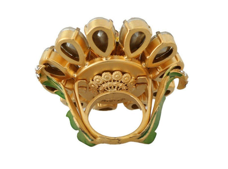 Dolce & Gabbana Crystal Flower Statement Ring Size US 7.5 - Hilstor