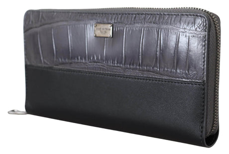 Dolce & Gabbana Elegant Textured Leather Zip-Around Wallet - Hilstor