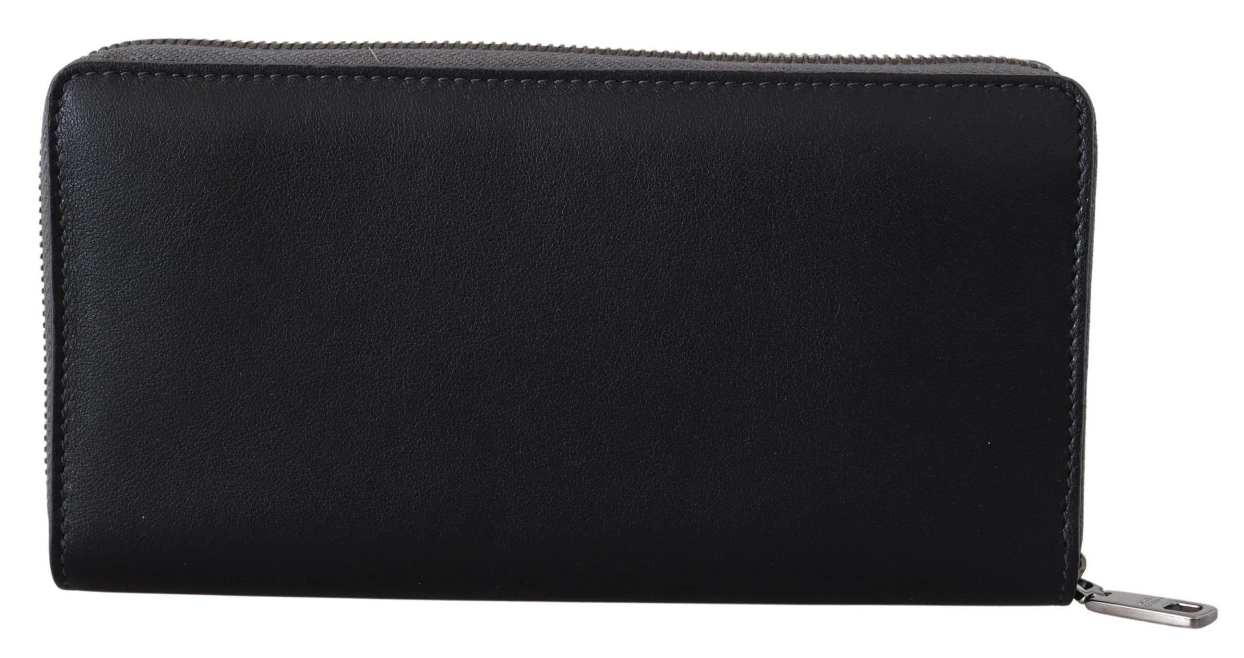 Dolce & Gabbana Elegant Textured Leather Zip-Around Wallet - Hilstor
