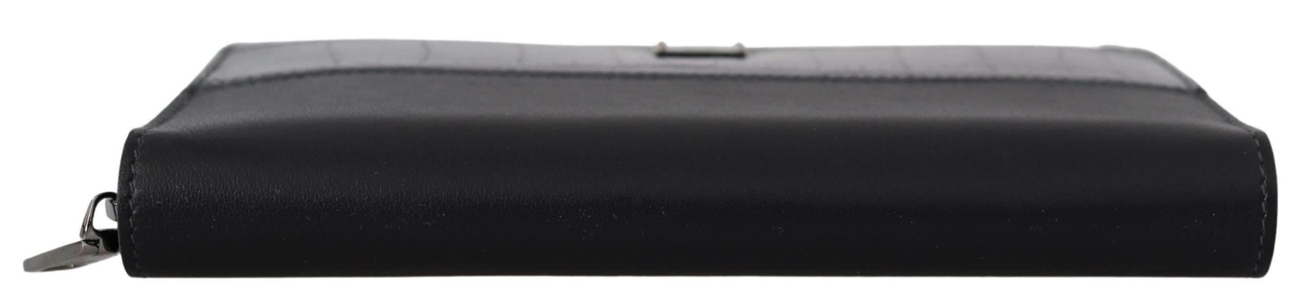 Dolce & Gabbana Elegant Textured Leather Zip-Around Wallet - Hilstor