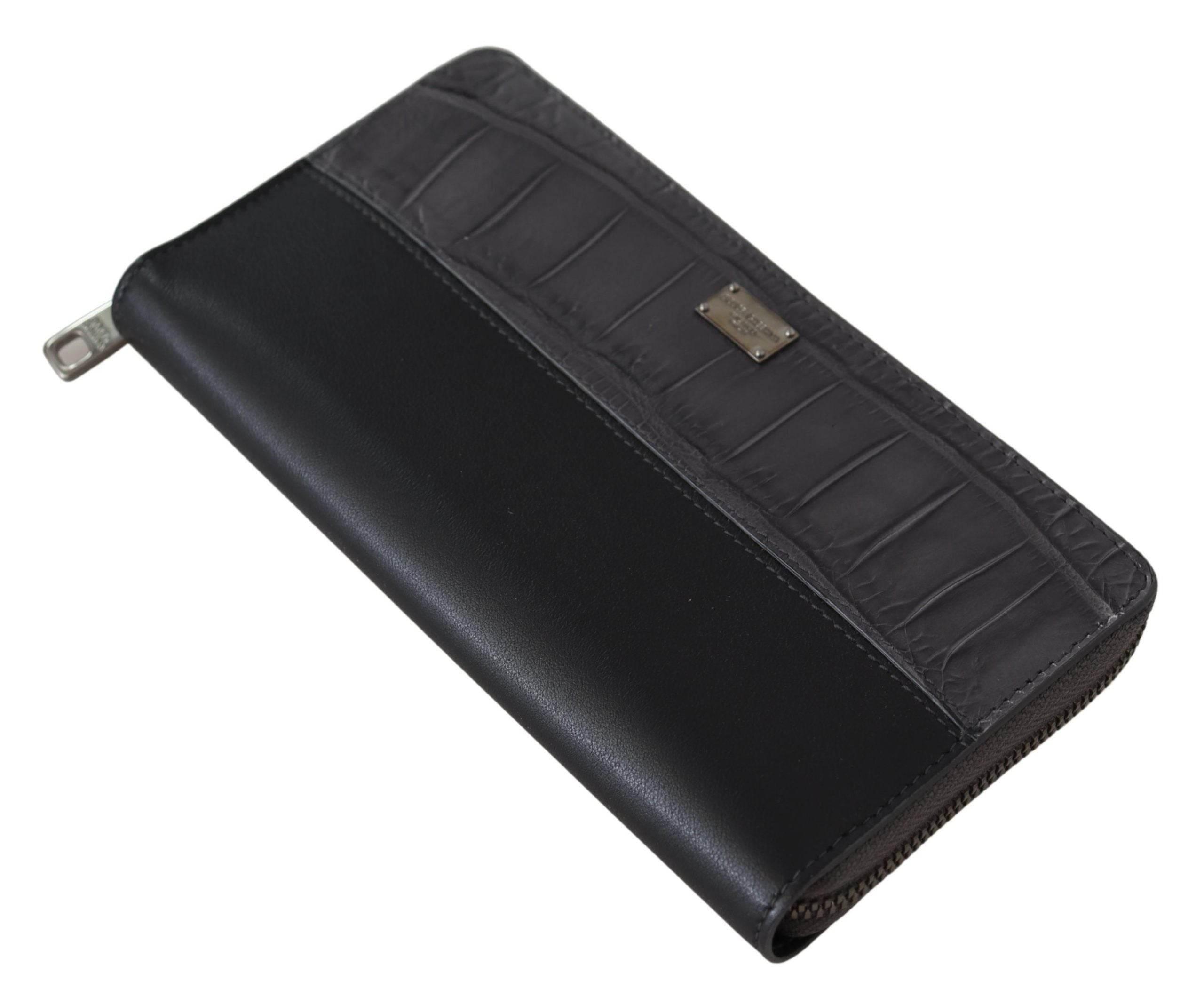 Dolce & Gabbana Elegant Textured Leather Zip-Around Wallet - Hilstor