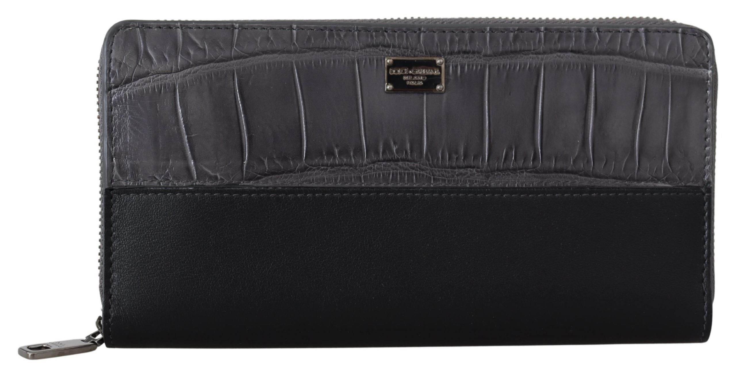 Dolce & Gabbana Elegant Textured Leather Zip-Around Wallet - Hilstor