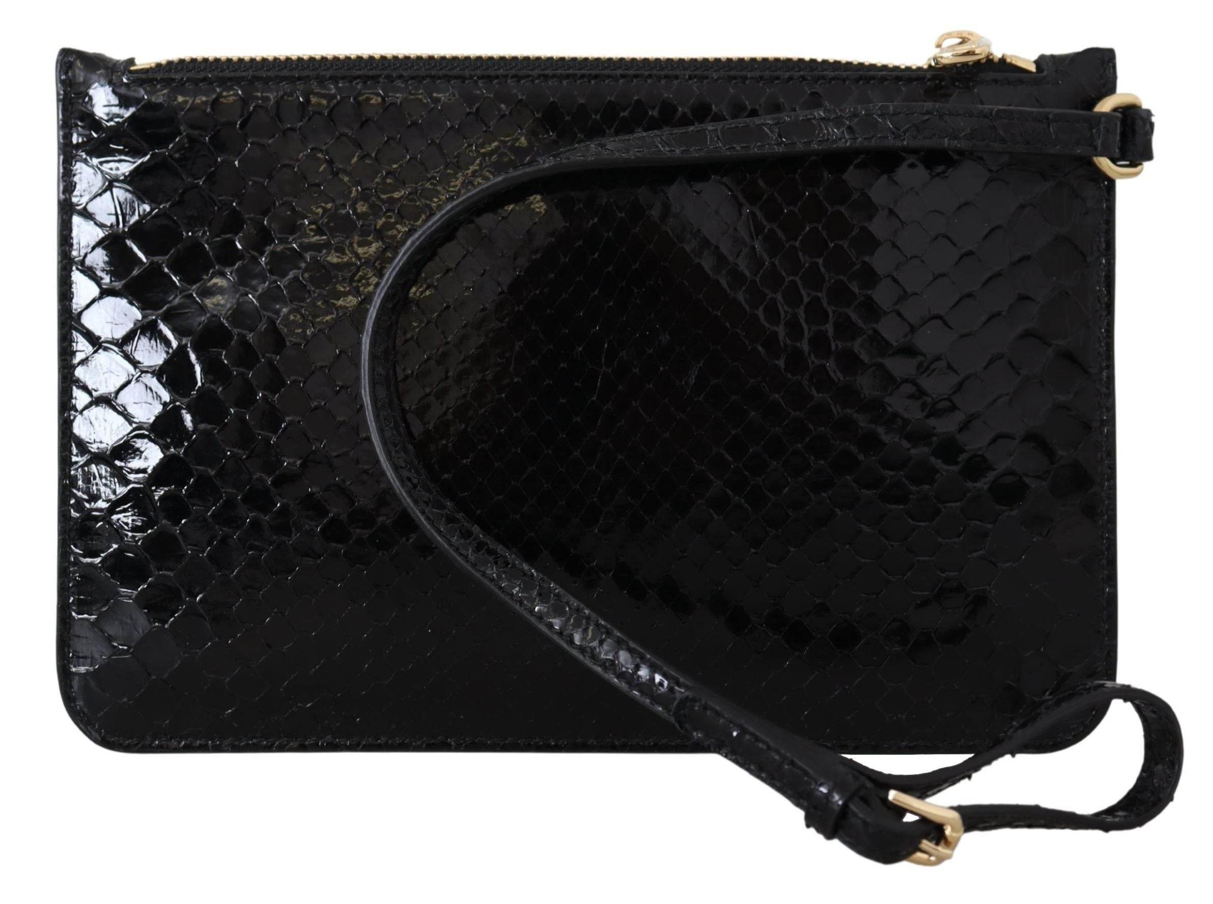 Dolce & Gabbana Exotic Leather Black Wristlet Wallet - Hilstor