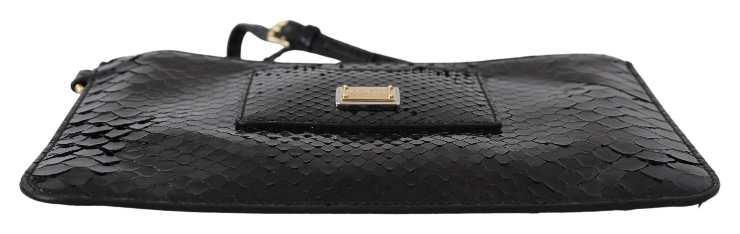 Dolce & Gabbana Exotic Leather Black Wristlet Wallet - Hilstor