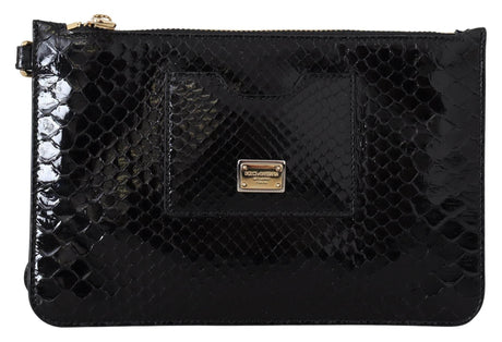 Dolce & Gabbana Exotic Leather Black Wristlet Wallet - Hilstor