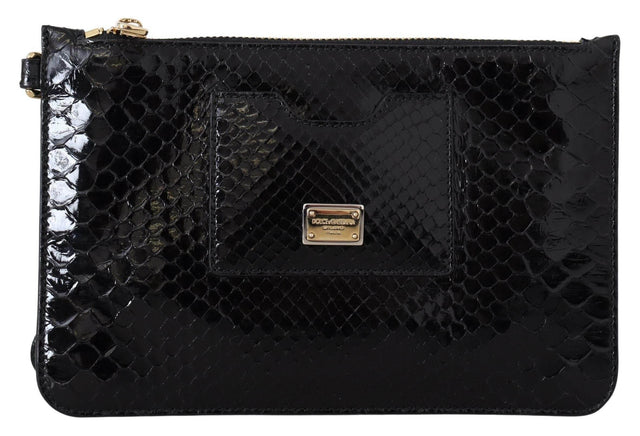 Dolce & Gabbana Exotic Leather Black Wristlet Wallet - Hilstor