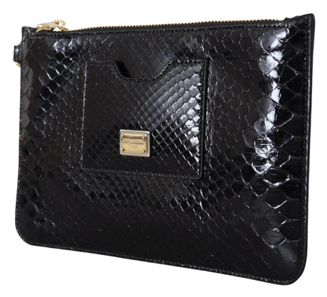 Dolce & Gabbana Exotic Leather Black Wristlet Wallet - Hilstor
