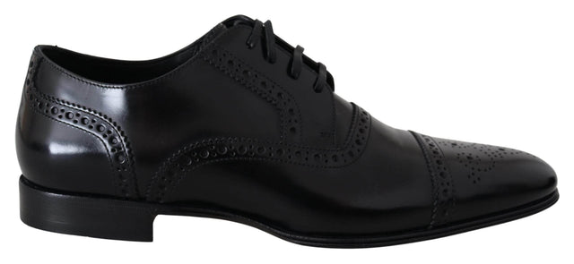 Dolce & Gabbana Elegant Black Leather Formal Derby Shoes - Hilstor
