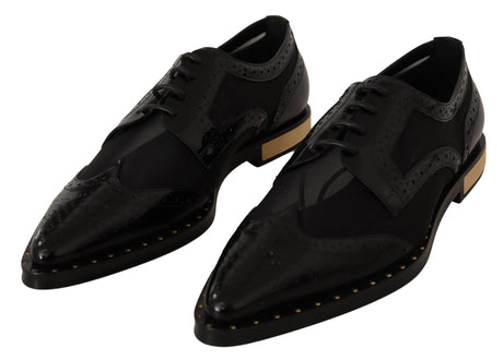 Dolce & Gabbana Elegant Gold-Trimmed Black Oxford Lace-Ups - Hilstor