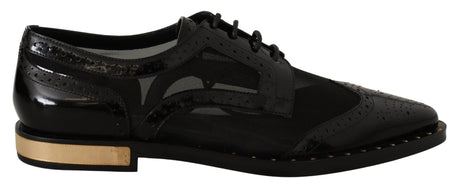 Dolce & Gabbana Elegant Gold-Trimmed Black Oxford Lace-Ups - Hilstor