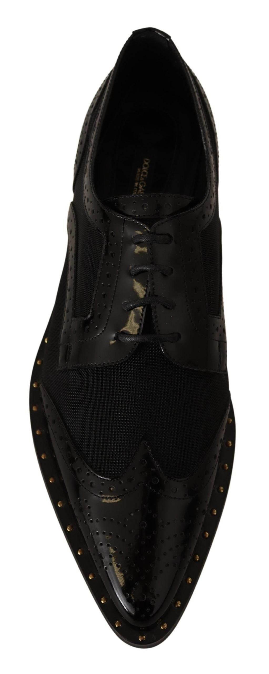 Dolce & Gabbana Elegant Gold-Trimmed Black Oxford Lace-Ups - Hilstor