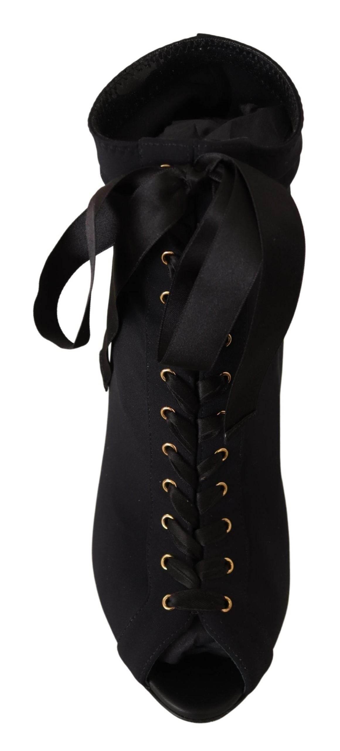 Dolce & Gabbana Elegant Ankle Open Toe Heel Boots - Hilstor