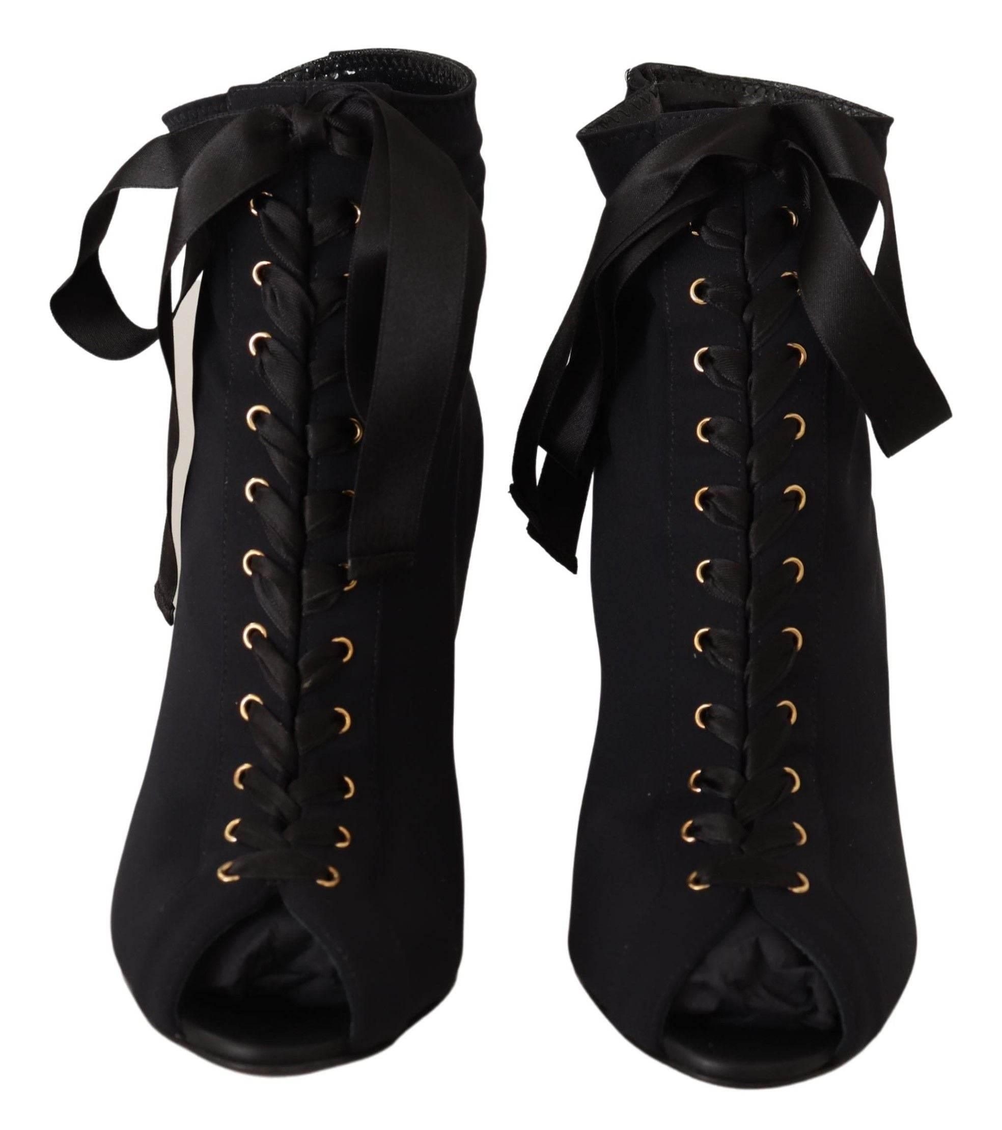 Dolce & Gabbana Elegant Ankle Open Toe Heel Boots - Hilstor