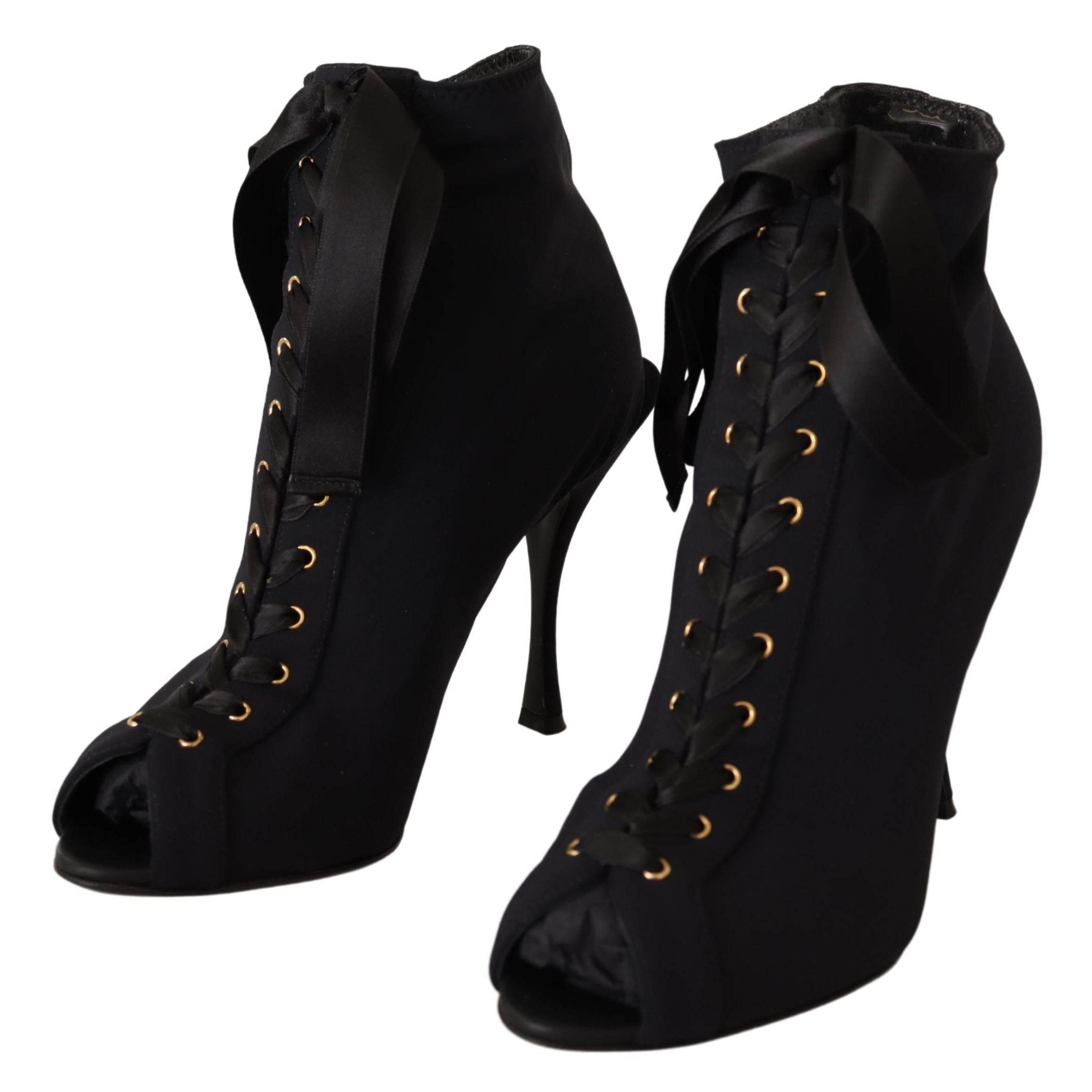 Dolce & Gabbana Elegant Ankle Open Toe Heel Boots - Hilstor