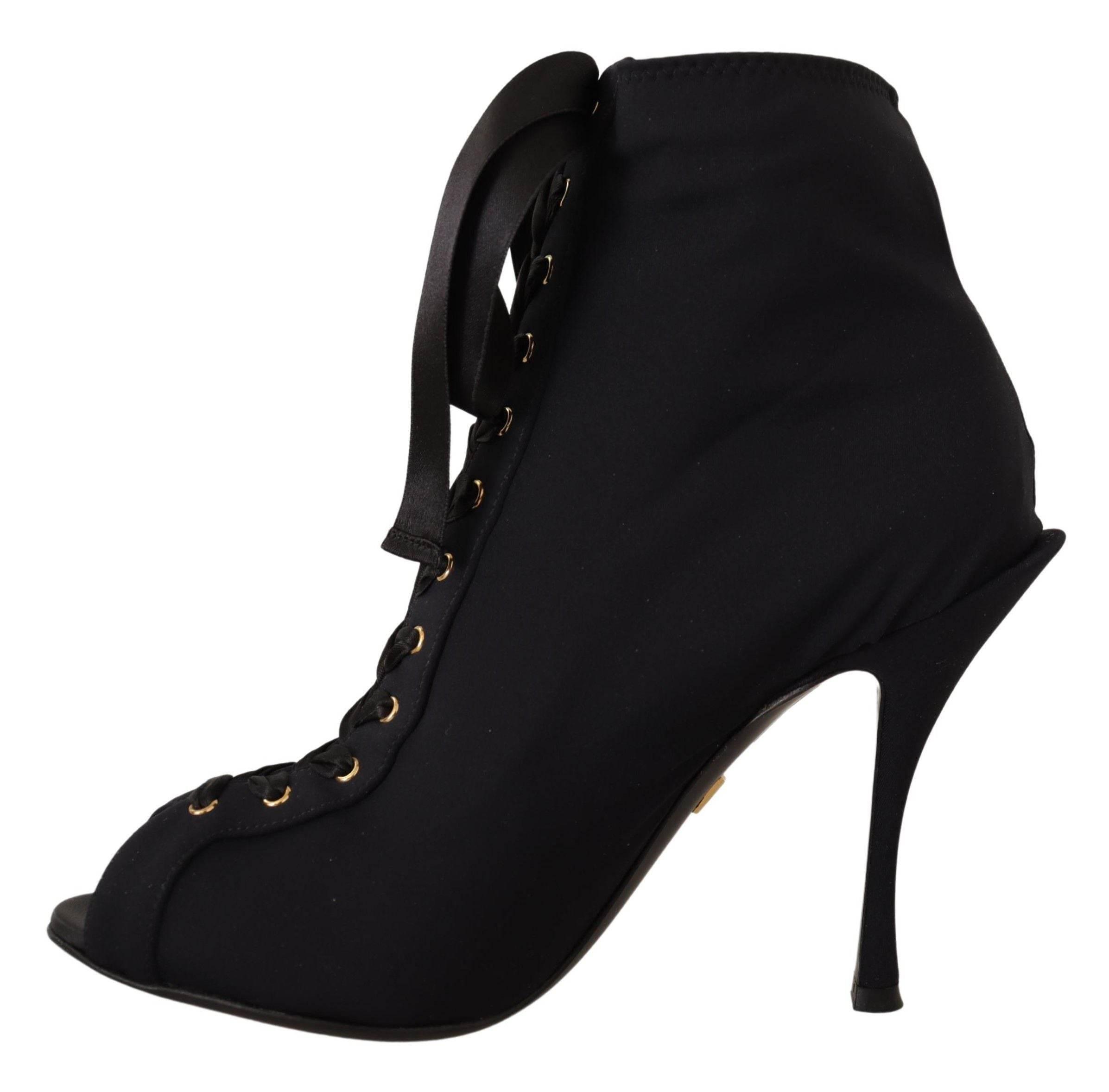 Dolce & Gabbana Elegant Ankle Open Toe Heel Boots - Hilstor