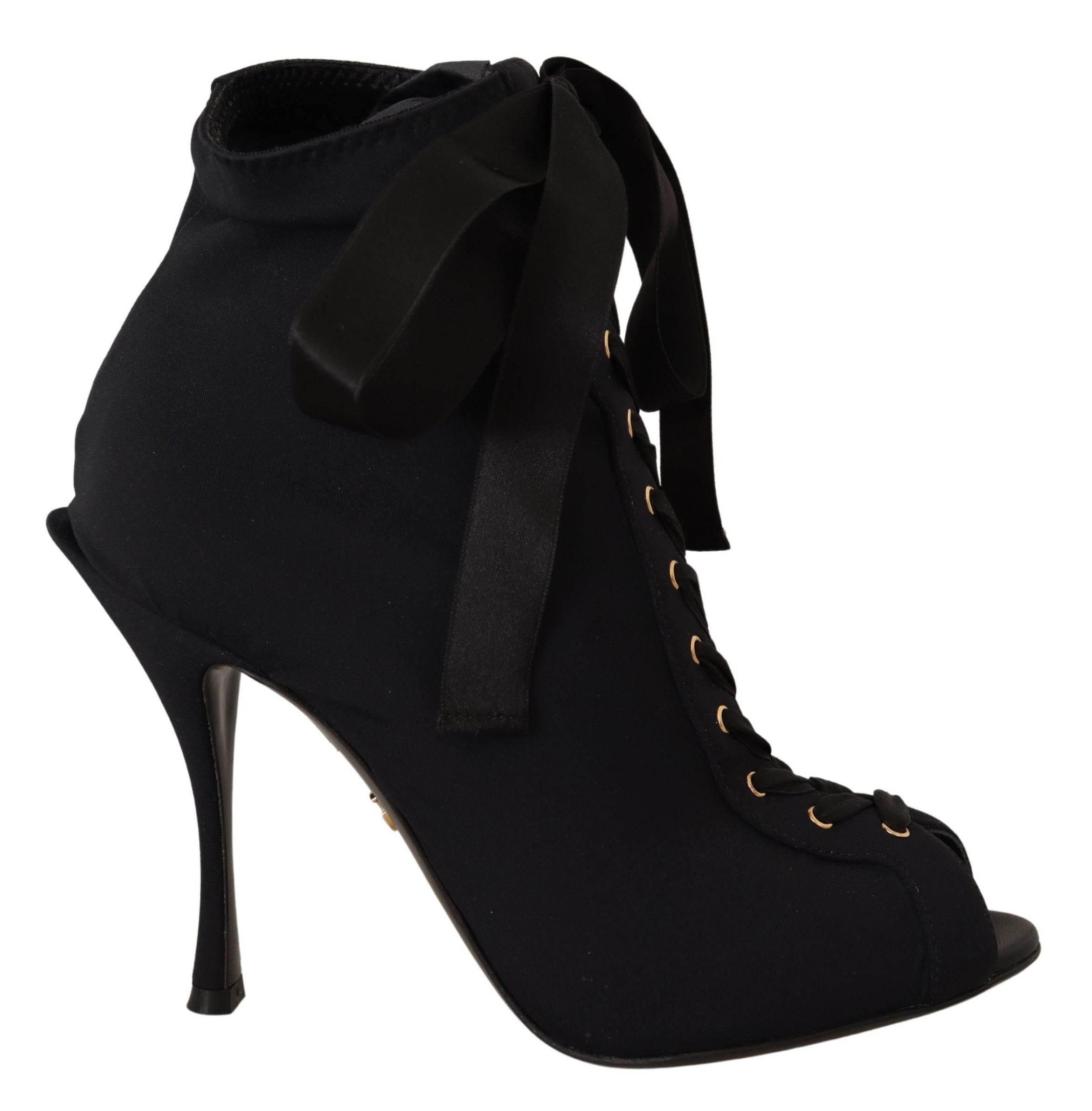 Dolce & Gabbana Elegant Ankle Open Toe Heel Boots - Hilstor