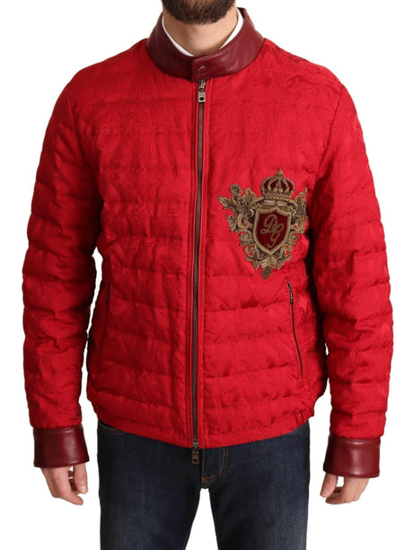 Dolce & Gabbana Red and Gold Bomber Designer Jacket - Hilstor